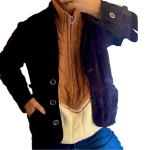 🩵 FRENCH CUFF Corduroy Jacket, Black, Medium